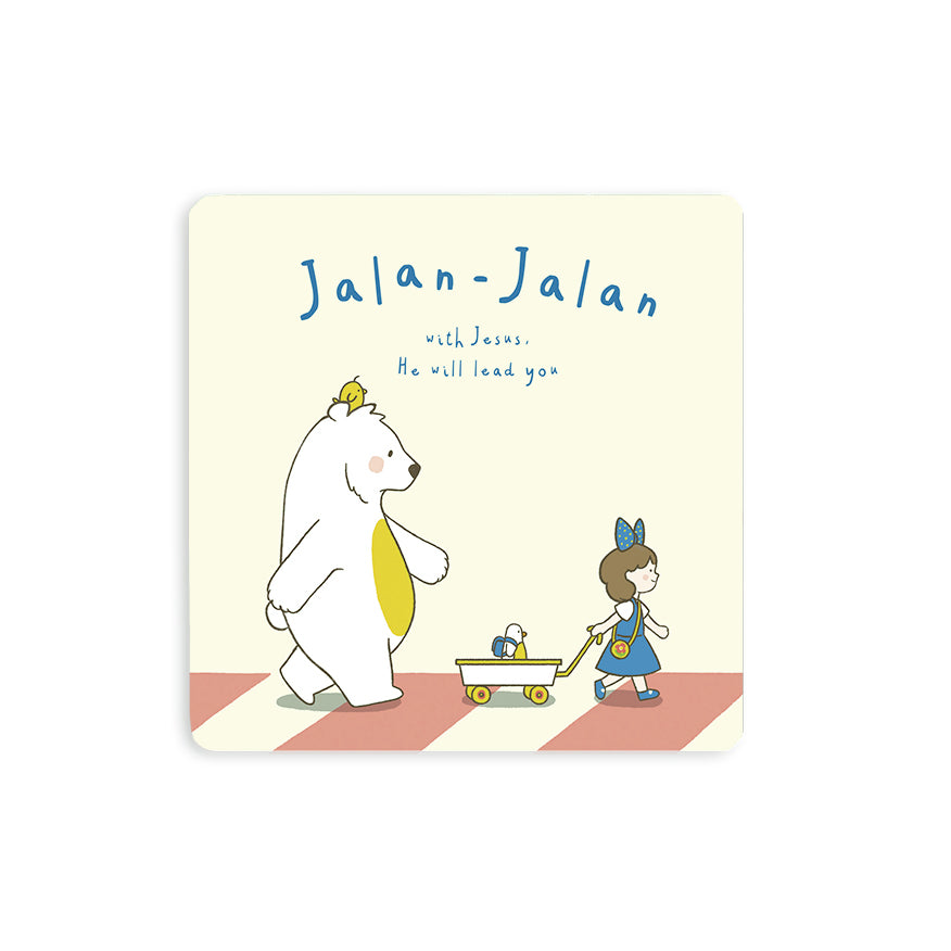 Jalan-Jalan with Jesus wooden Christian coaster with local Singapore wording.