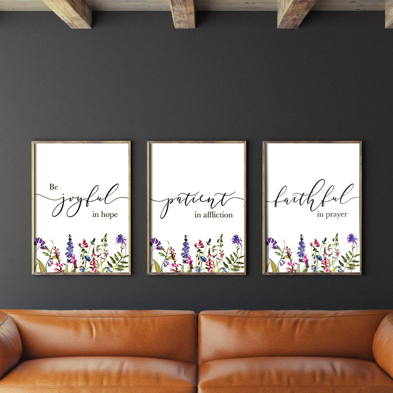 Joyful Patient Faithful (Lavender) {Poster} - Posters by Divine Digital Prints, The Commandment Co , Singapore Christian gifts shop