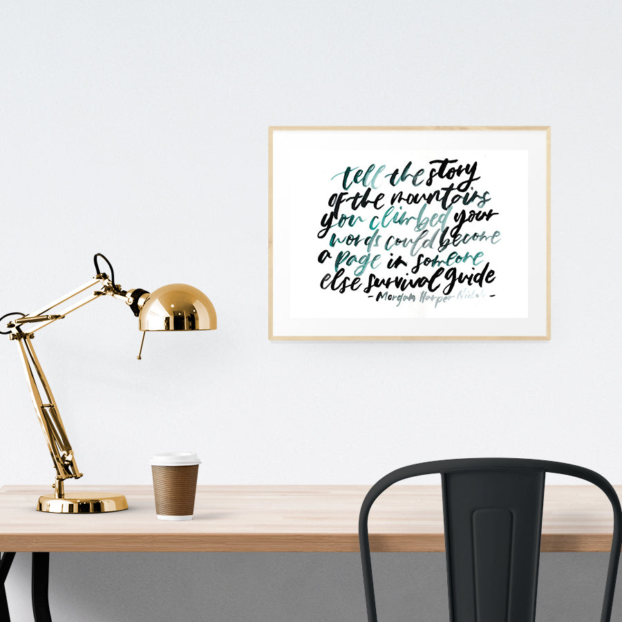 Poster hung on wall as motivational minimalistic home decor ideas.