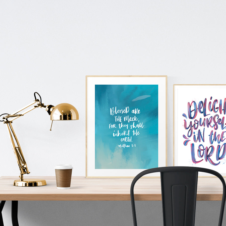 Blessed Are The Meek {Poster} - Posters by Lettering Hope, The Commandment Co , Singapore Christian gifts shop
