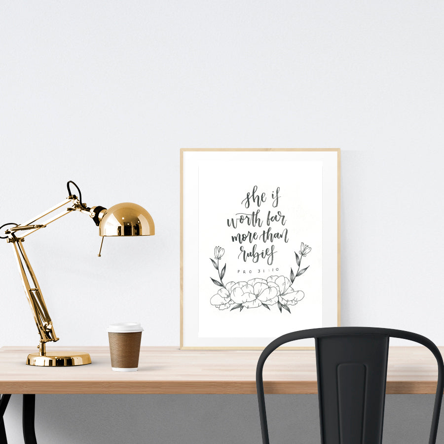 Worth Far More Than Rubies {Poster} - Posters by Hands and Pens, The Commandment Co , Singapore Christian gifts shop