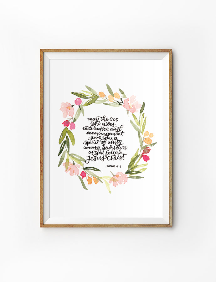 Posters featuring beautiful typography bible verses with floral designs. ‘Spirit of unity. 200GSM paper, available in A3,A4 size.