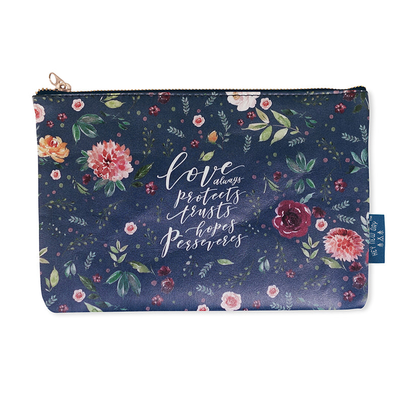 Love Always Christian PU leather pouch by Hey New Day with gold zip