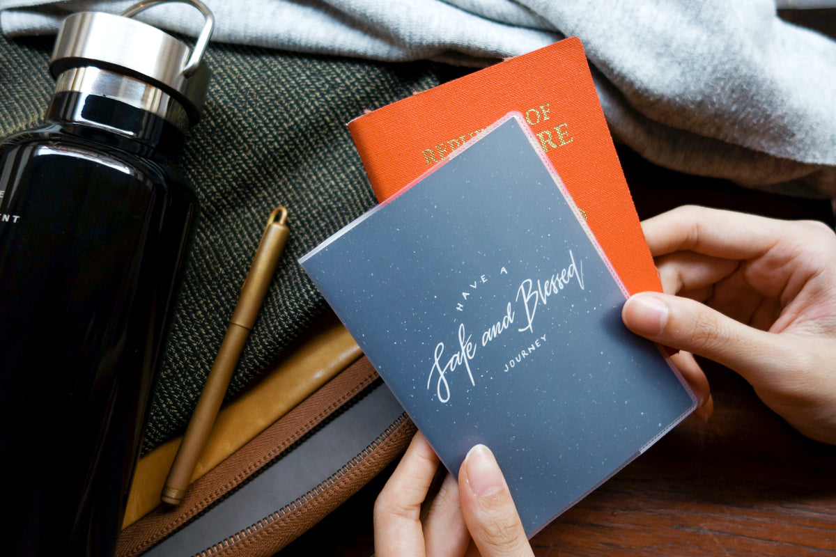 Have A Safe And Blessed Journey Christian passport cover by The Commandment Co.