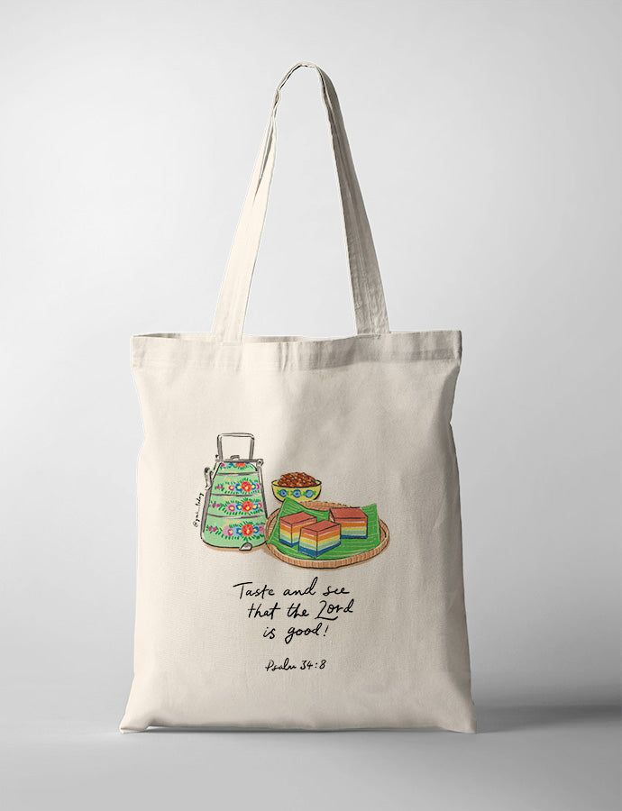 Taste and See (Nonya Kueh) {Tote Bag} - tote bag by YMI, The Commandment Co , Singapore Christian gifts shop