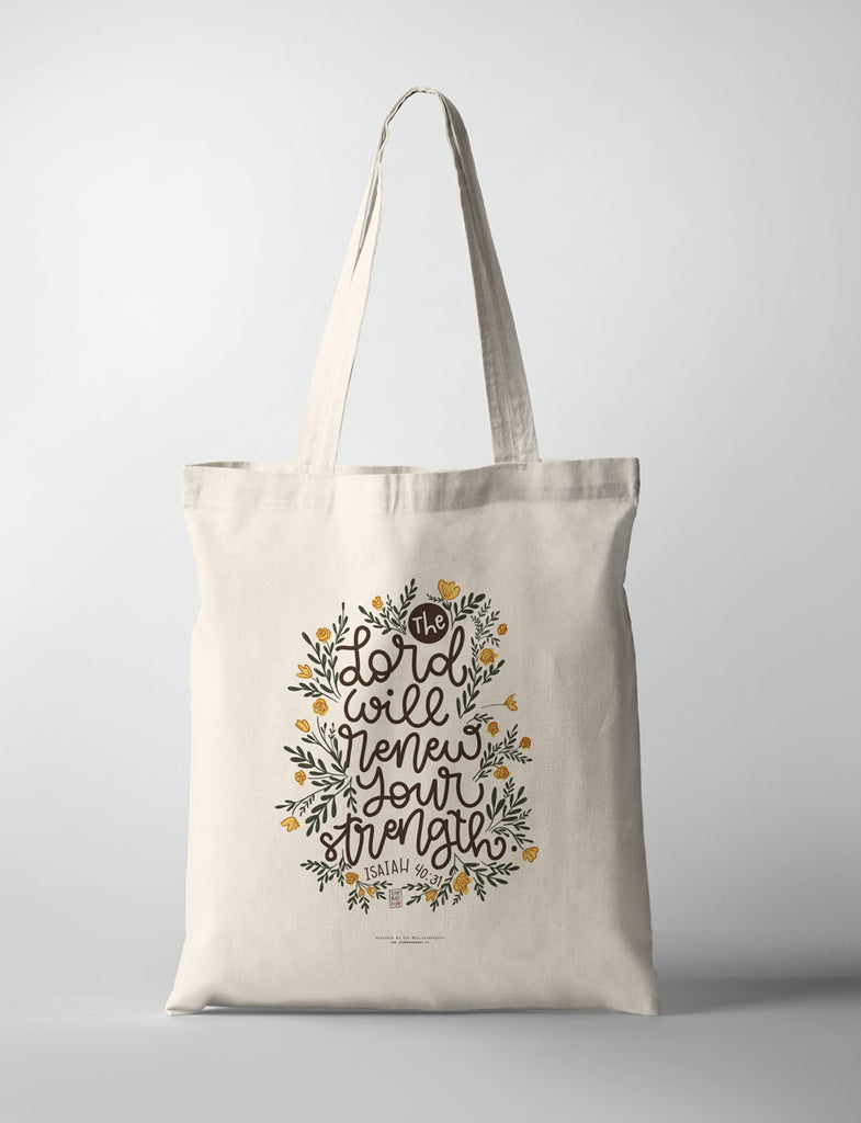 The Lord Will Renew {Tote Bag} - tote bag by Illustrateivy, The Commandment Co , Singapore Christian gifts shop
