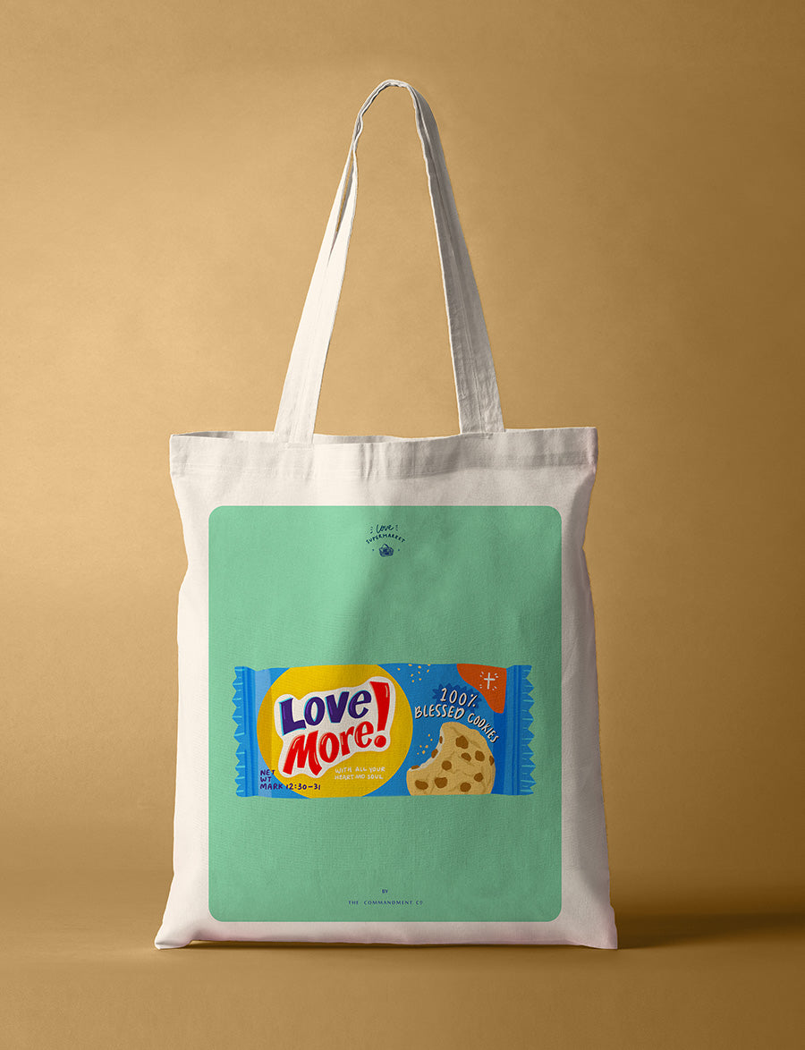 Love More Chocolate Chip Biscuit {Tote Bag} - tote bag by The Commandment, The Commandment Co , Singapore Christian gifts shop