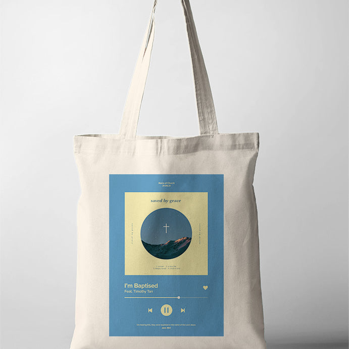 I Am Baptised Song Playlist Tote Bag {Customisable} - tote bag by The Commandment Co, The Commandment Co , Singapore Christian gifts shop