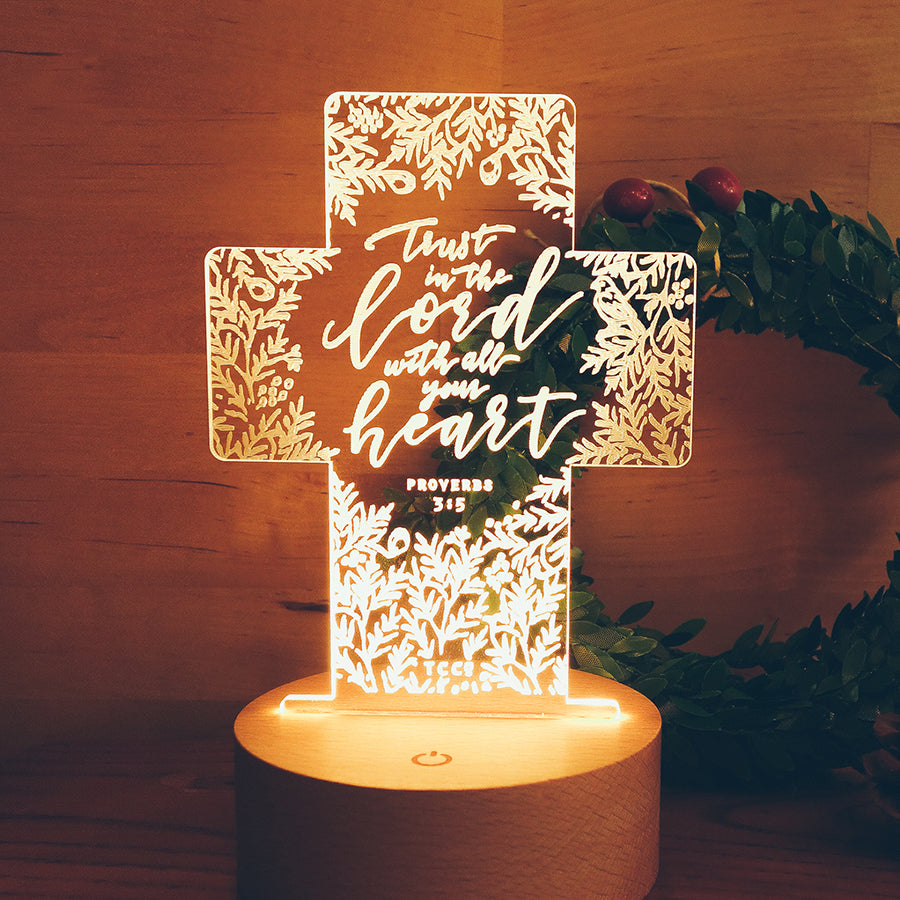 Trust in the Lord Proverbs 3:5 Christian cross night light