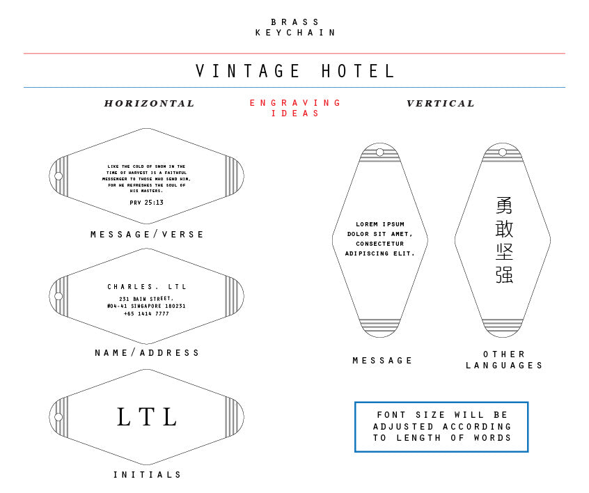 Hotel Brass Keychain - Keychain by The Messenger by TCCO, The Commandment Co , Singapore Christian gifts shop