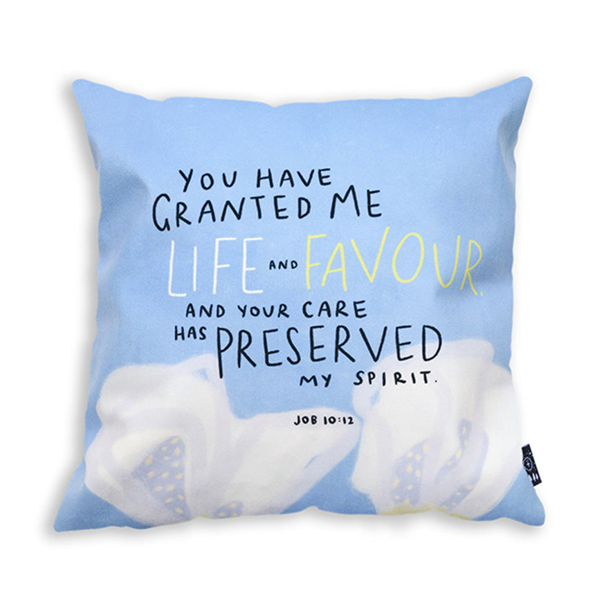 You Have Granted Me Life And Favour {Cushion Cover} - Cushion Covers by The Commandment Co, The Commandment Co , Singapore Christian gifts shop