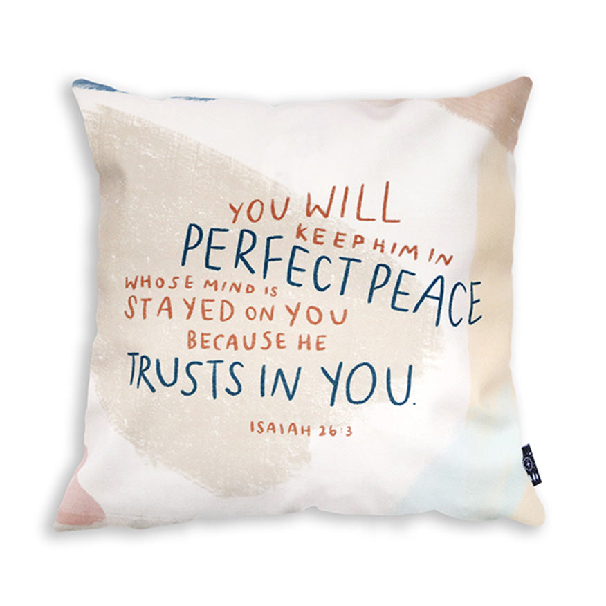 You Will Keep Him In Perfect Peace {Cushion Cover} - Cushion Covers by The Commandment Co, The Commandment Co , Singapore Christian gifts shop