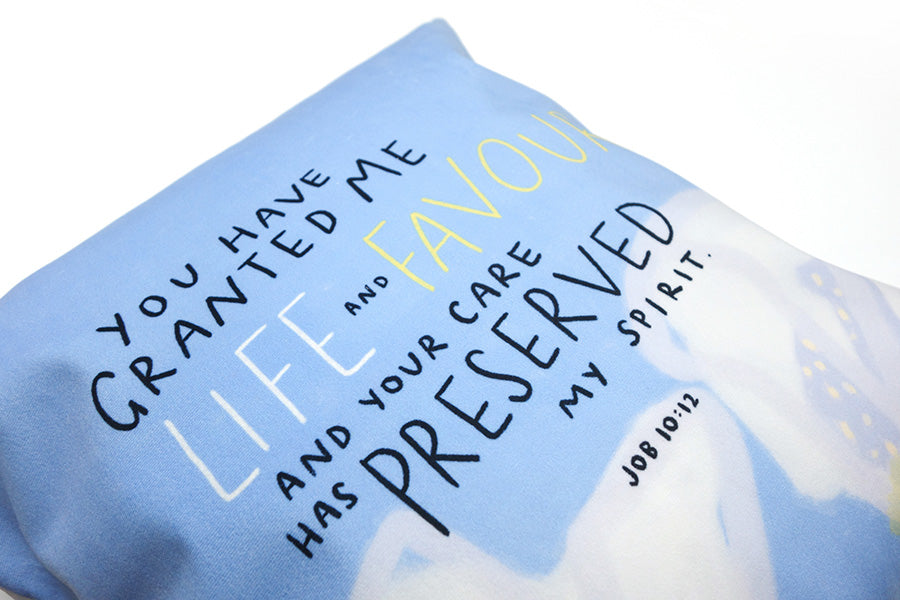 You Have Granted Me Life And Favour {Cushion Cover} - Cushion Covers by The Commandment Co, The Commandment Co , Singapore Christian gifts shop