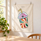 Taste and See Slushie Christian wall tapestry inspired by Psalm 34:8 in a sunlit home