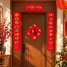 The Lord Will Supply Chinese New Year couplet set displayed around a wooden doorway