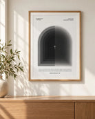 Personalised Shadows to Shining Light baptism poster framed on wall