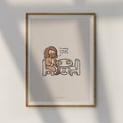 Cute framed artwork featuring Jesus at a table with two coffee cups, conveying a message of invitation with the words 'I’m waiting to tell you something.'