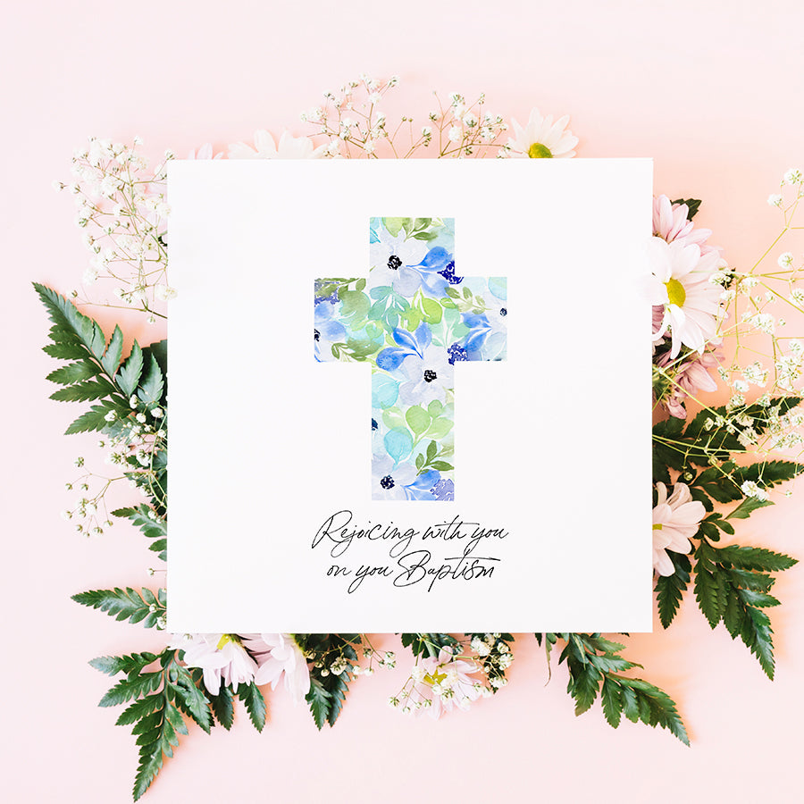 Rejoicing With You On Your Baptism (Blue) {Greeting Card}