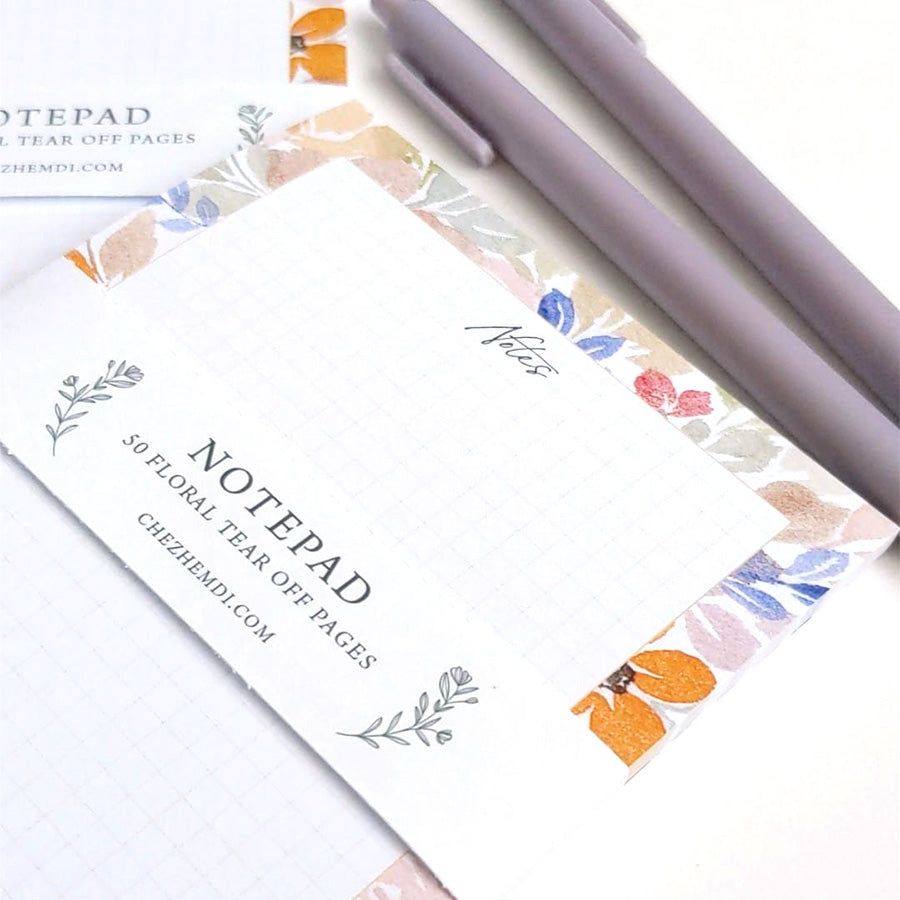 Elegant Square Floral Pad: 50 pages, easy to tear, and includes a complimentary pen
