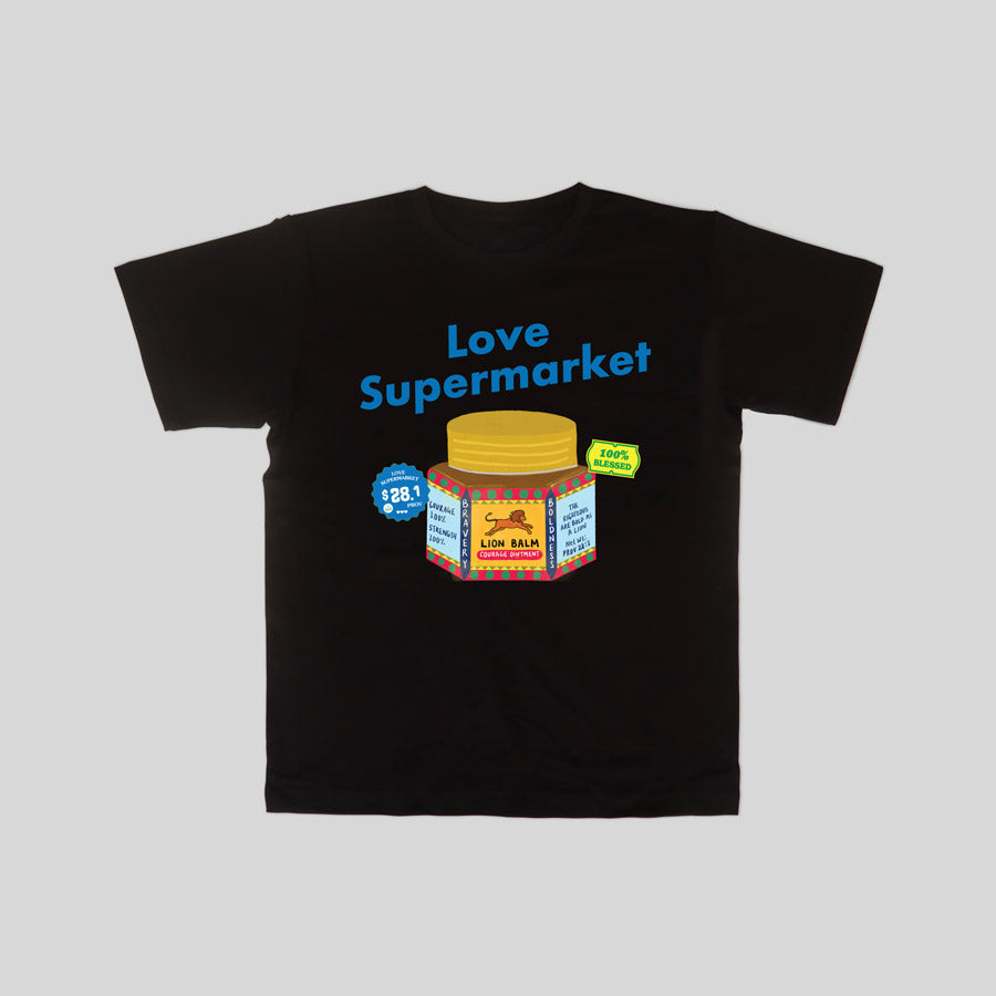 Super Bold Groceries Shirt with Lion Balm design