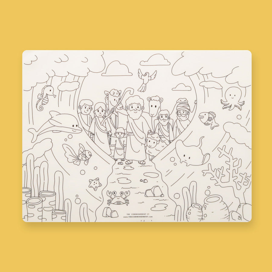 Moses Crossing the Red Sea Colouring Mat by The Commandment Co Singapore Christian Gift Store
