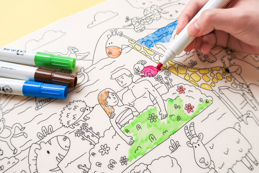Enhance your child's learning experience with this safe and erasable Christian coloring mat.
