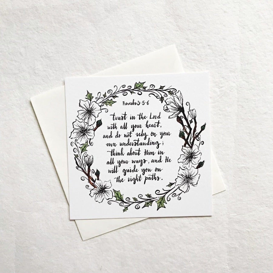 Trust In The Lord Proverbs 3:5-6 | Greeting Cards - Cards by Dora Prints, The Commandment Co , Singapore Christian gifts shop