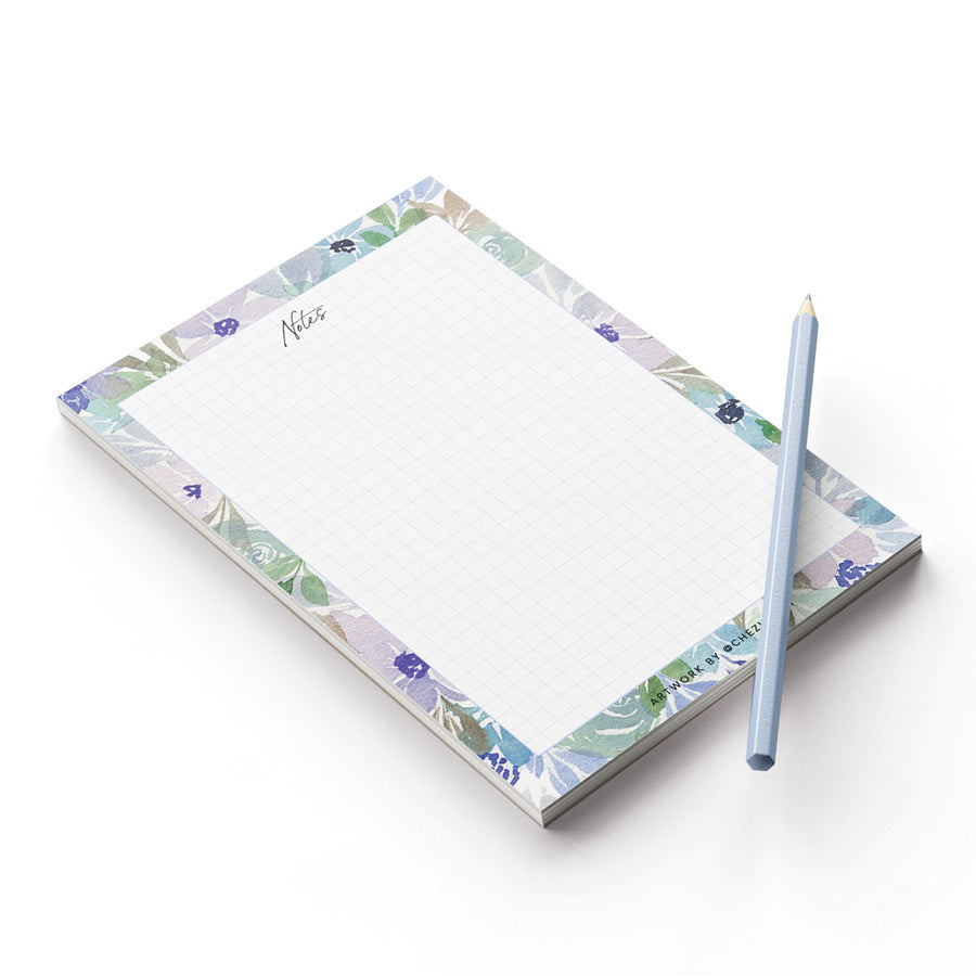 Square Floral Bliss Notepad: 50 pages, tear-off convenience, comes with a ballpoint pen