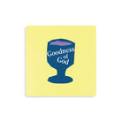 Goodness of God: Geometric wooden square coasters with Christian symbols.