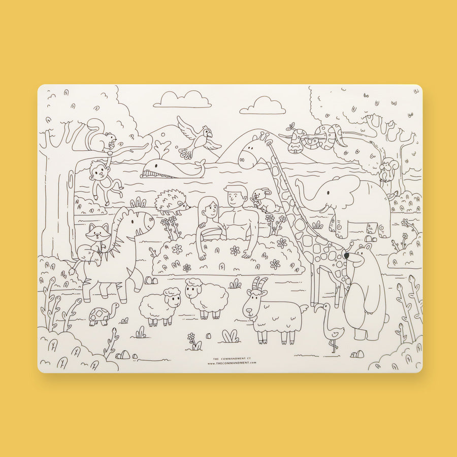Adam and Eve in the Garden of Eden coloring mat