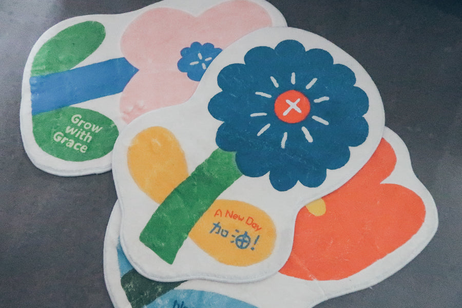 Flower-shaped Christian welcome mat for modern homes