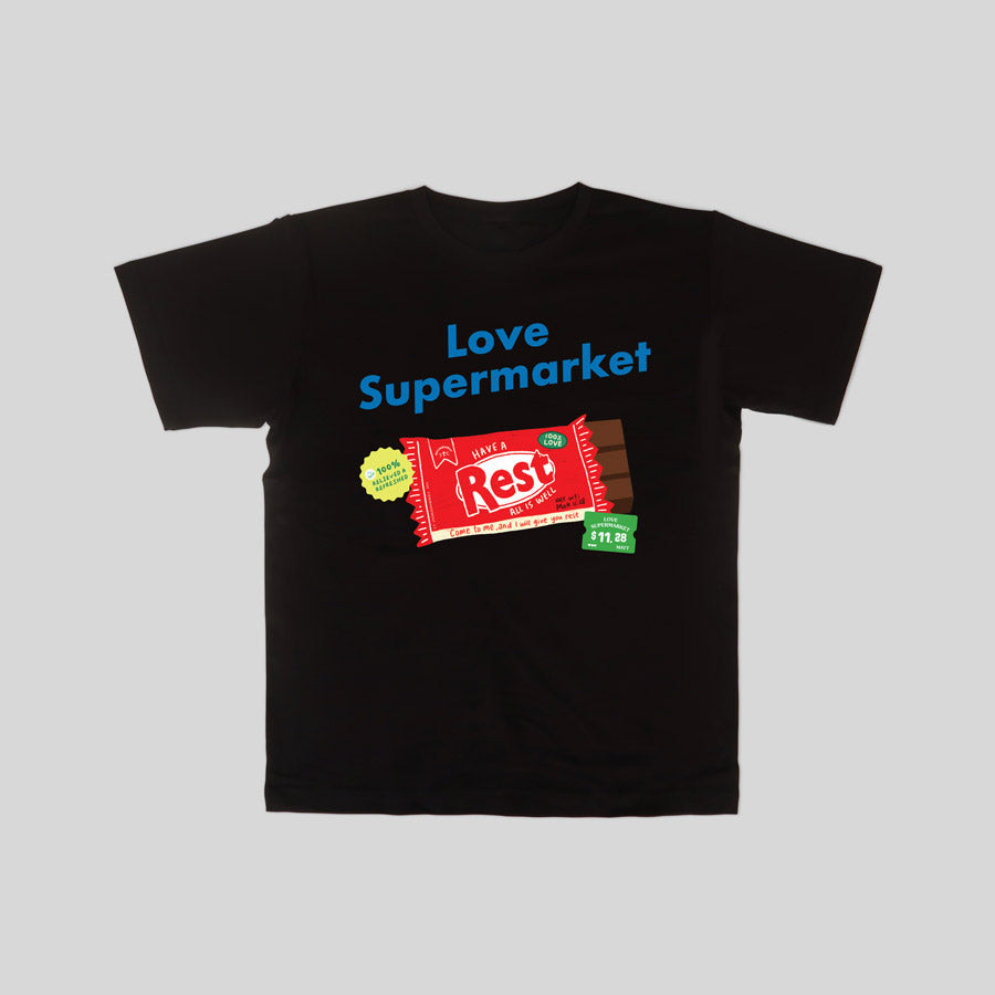 Christian-themed shirt creatively designed with daily grocery items