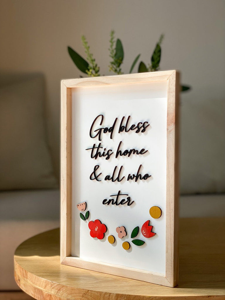 God Bless This Home (Mini Floral) {Wood Craft}
