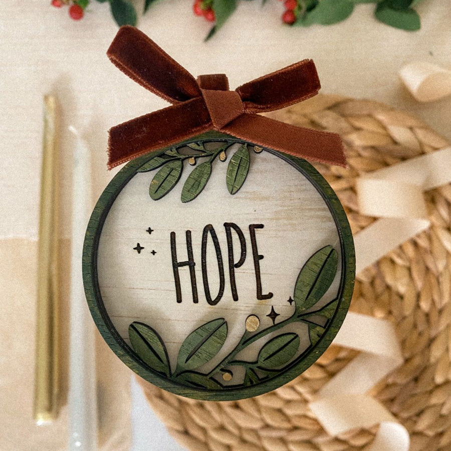 Bauble Set of Three - Hope, Joy, Peace {Wood Craft}