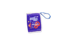‘Super King – Put on the Armor of God’ acrylic keychain shaped like a purple snack packet, featuring a cute illustrated warrior and a blue beaded chain.
