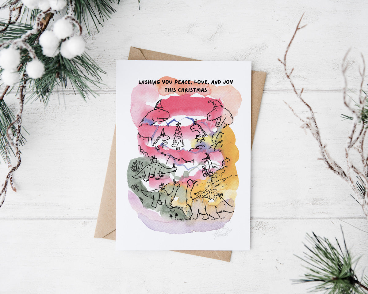 Biblical Dino Wishes: Christmas joy meets cute dinosaurs on this delightful card
