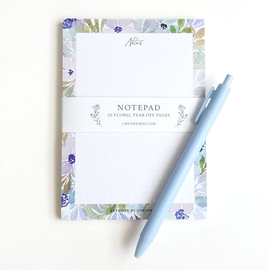 Blossom Guide Notepad Set: 50 pages, tear-off convenience, includes a ballpoint pe