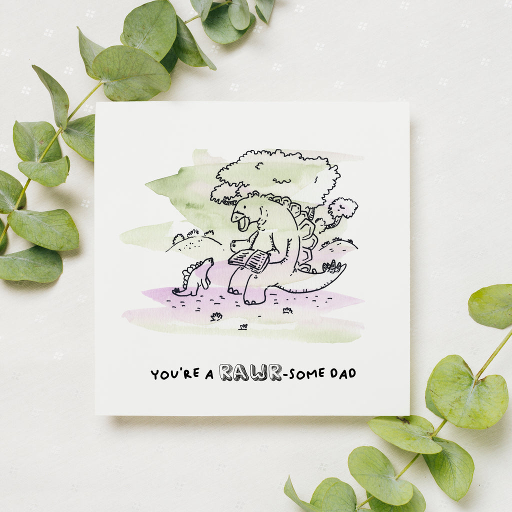 Rawr-some Dad | Reading Together {Greeting Card}