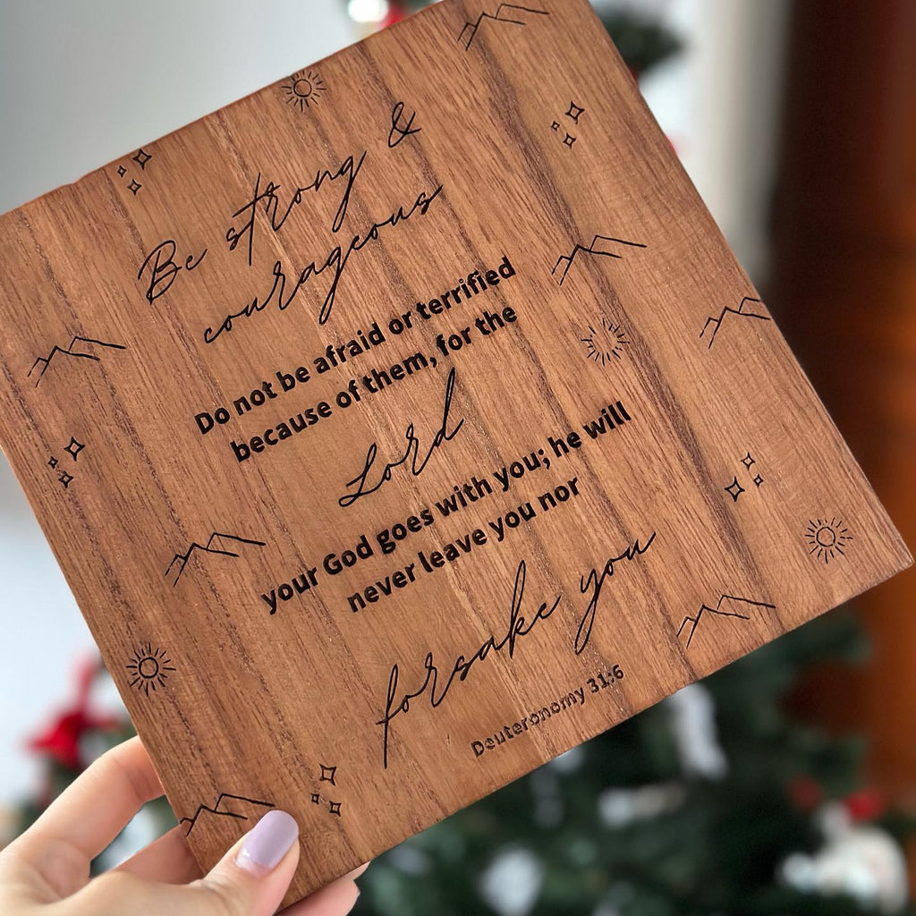 Sacred Wood Décor: Christian-inspired board with engraved scripture for wall hanging