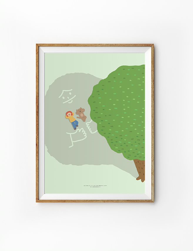 Faith based poster featuring a serene scene with a small group of people gathered under a large, lush green tree. The soft background provides a tranquil, spiritual setting that evokes a feeling of community and faith