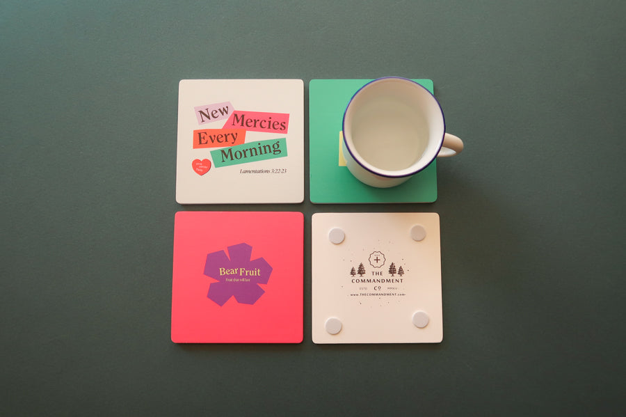 Gift-Worthy Christian Coasters: Modern designs on wooden squares, enlighten any space.
