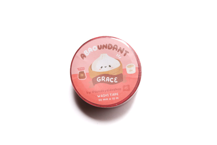 Abundant Grace Christian washi tape with soft pink illustration and faith-based design