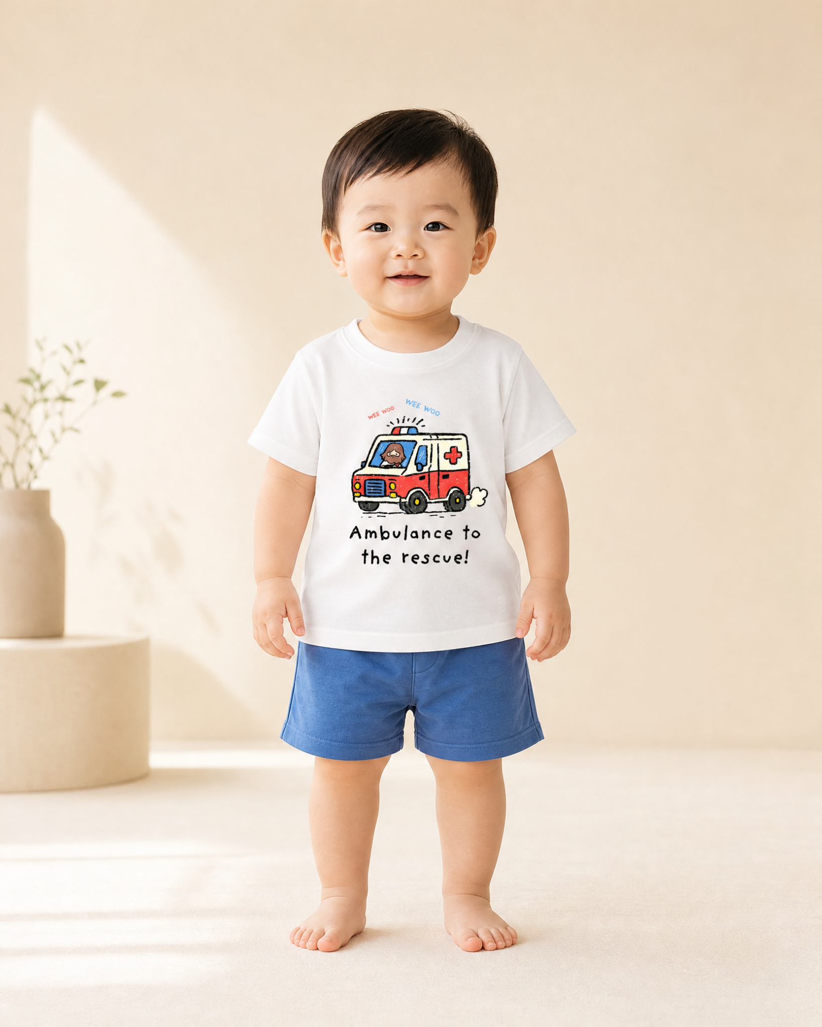 Child wearing Ambulance to the Rescue kids T-shirt