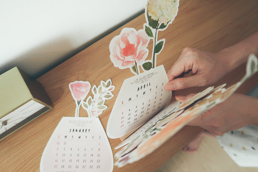 2024 Thrive and Flourish Flower Vase Design Desk Calendar