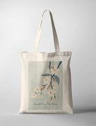 Christian canvas tote bag featuring floral artwork and the phrase “Beautiful in His Time,” faith-inspired design collaboration with letstakeanap_id.
