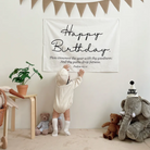 Faith-based birthday banner featuring scripture design and natural texture material