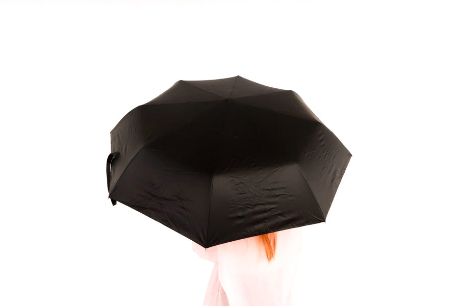 Exterior black umbrella offering stylish and durable rain protection.