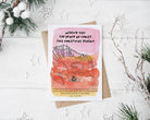 ChezHemdi A6 dino postcard with ‘Wishing You the Peace of Christ This Christmas Season’ verse – Christian Christmas card from The Commandment Co