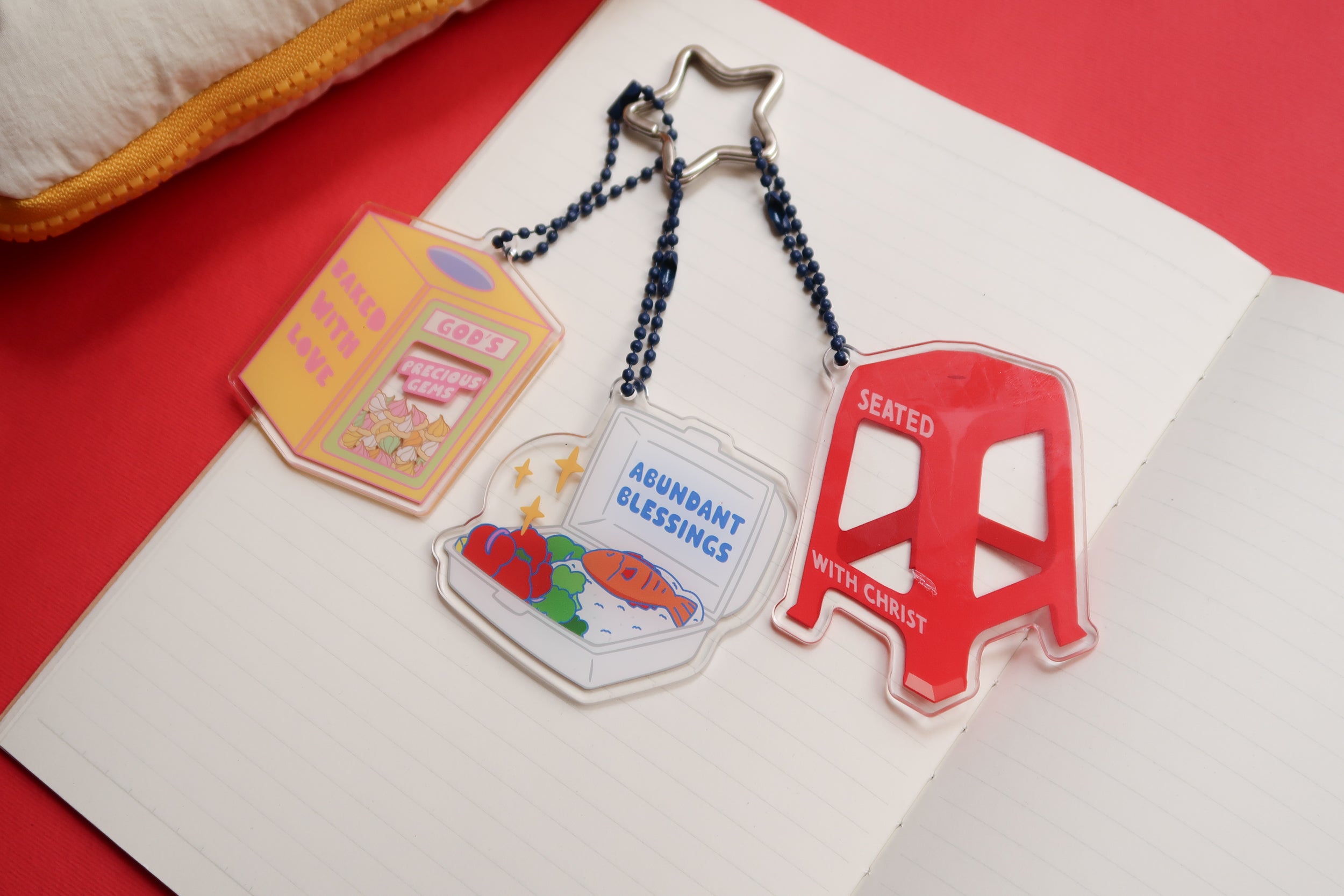 Christian keychains set with God’s precious gems, abundant blessings, and seated with Christ designs – faith gifts by The Commandment Co