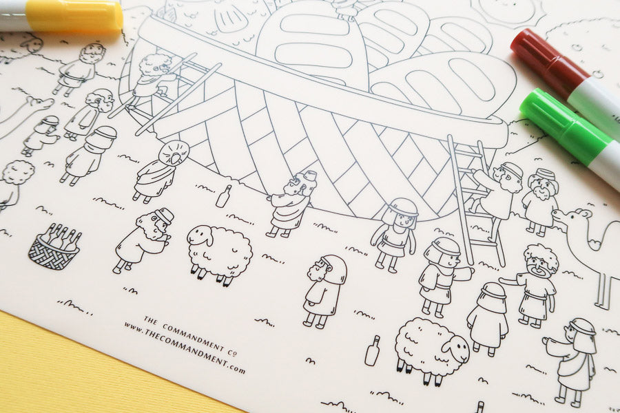Christian children's reusable silicone colouring mat for faith-inspired creative play.